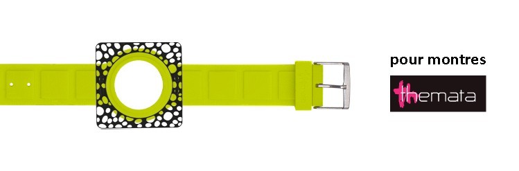 Bracelet pour montres Themata, O'plus couleur Vert Anis - Noir