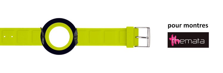 Bracelet pour montres Themata, O'plus couleur Vert Anis - Noir